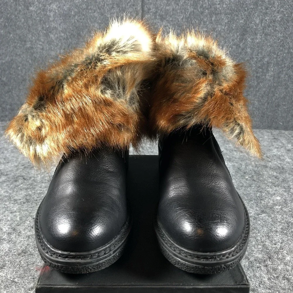 Patrizia by Spring‎ Step Boots Womens Size 6 Black Saige-B Faux Fur Ankle Zip